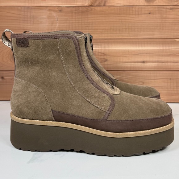 UGG Women Cityfunc Zip Water-Resistant Platform Bootie‎ Hickory Suede Size 12 - Picture 6 of 15